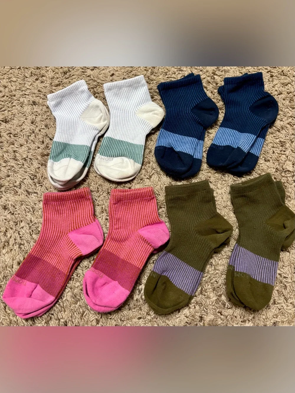 Bombas Youth Lightweight Stripe Quarter Sock 8 pair